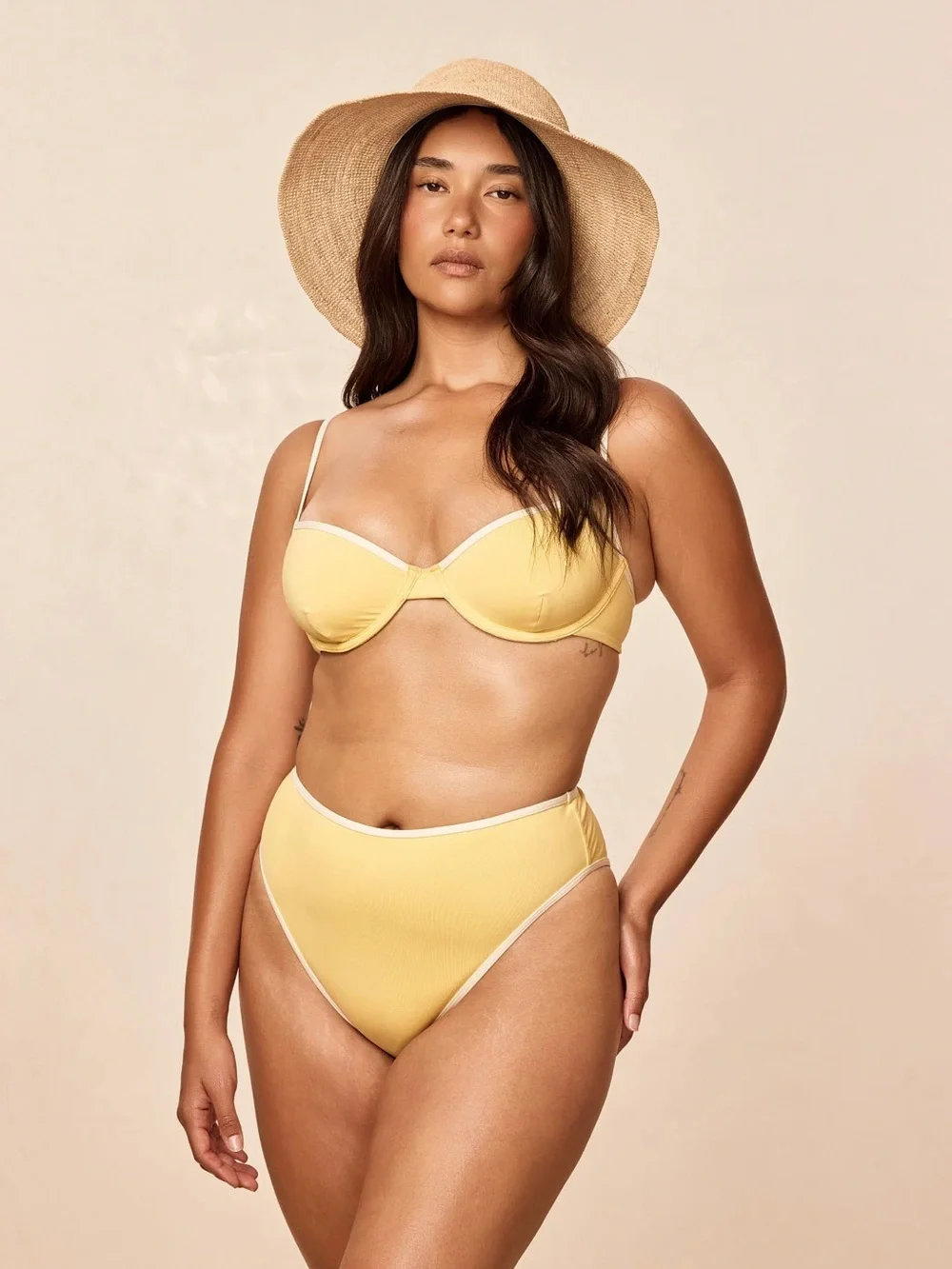 MONDAY SWIMWEAR YELLOW RAVELLO AND CAPRI BLOCK TOP SIZE SMALL